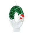 thumbnail image 1 of Vela de Papá Noel verde blanca con muñeco de nieve de sombrero rojo • Vela digital de Navidad • 4 cm de largo • 7,5 cm de altura • Cera de parafina con soporte de goteo y varilla de inserción, 1 of 7