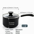 thumbnail image 2 of Cook N Home Nonstick Sauce Pan with Glass Lid 2-Qt, Multi-purpose Pot Saucepan Kitchenware, Black, Aluminum, 2 of 6