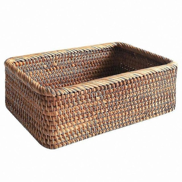 Rectangular Wicker Basket for Fruit, Tea, Snacks, Bread, Picnic, Cosmetics, and Kitchen Storage Handwoven with Natural Rattan Material