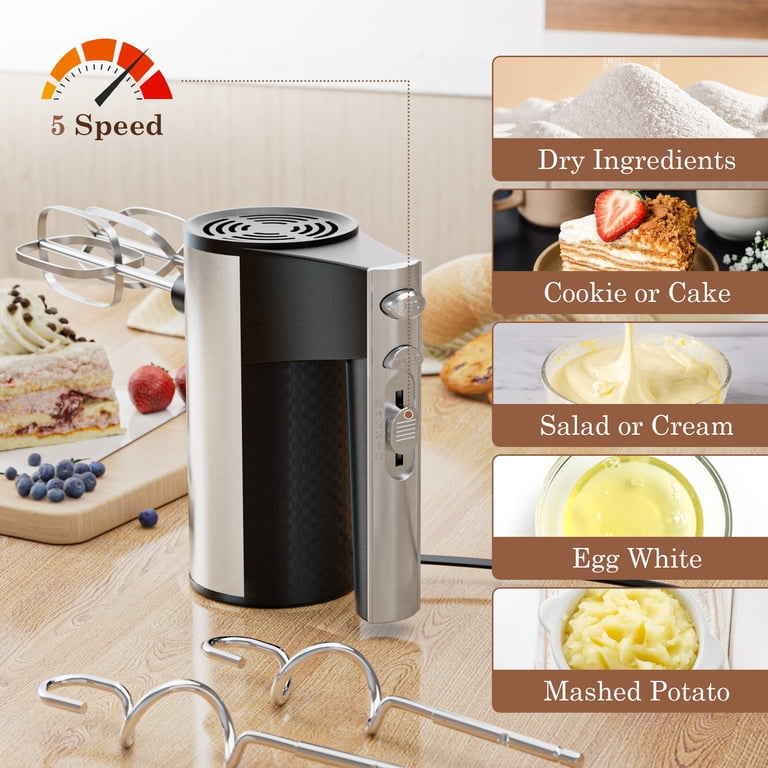 TINANA 5 Speed Hand Mixer Electric Handheld with 1 Whisk, 2