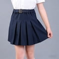 thumbnail image 4 of Girls' School Uniform Pleated Scooter Skirt With Elastic Waistband & Belt A-line Skirt for Girls (A_Navy 11-12 Years), 4 of 5