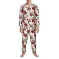 thumbnail image 3 of Yiaed Rose Flowers Print Men’s Pajamas Set - Long Sleeve Button Down Sleep Shirt and Pajama Bottoms Sleepwear Set Mens Pjs Sets Men's Pajama Bottoms-, 3 of 7