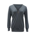 thumbnail image 2 of Women's Casual V Neck Long Sleeve Zipper Front Loose Shirt Top Blouse Plus Size Blouse Long Sleeve T Shirt Blouses, 2 of 3