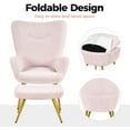 thumbnail image 5 of Wubio Accent Chair with Ottoman, Boucle Fabric Armchair Footstool, Modern and Cozy Vanity Chair with Golden Legs for Living Room, Lounge, Makeup Room, Bedroom, Pink, 5 of 9