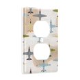 thumbnail image 2 of Yayeee Duplex Wall Plate 1-Gang 4.5"x2.7" Home Receptacle Light Switch Decorative Outlet Cover, Colorful Airplanes Pattern, 2 of 7