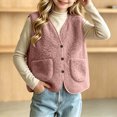 thumbnail image 3 of Asgosdo Fleece Vest for Girls Button Down V Neck Sleeveless Causal Trendy Fall Jacket with Pockets Size 5-13Y, 3 of 7