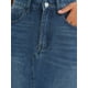 thumbnail image 5 of Falda de mezclilla de mujer Inspire Chic, de cintura alta, con abertura frontal, dobladillo sin terminar, falda maxi lavada con bolsillos, faldas de mezclilla 2XL, azul retro, 5 of 6