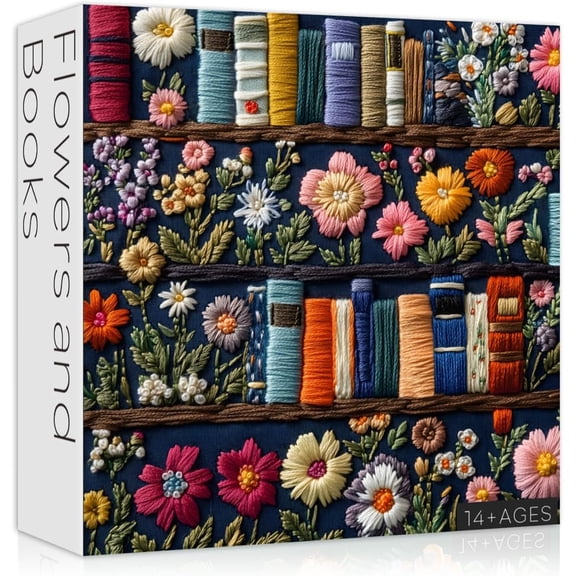 Wildflower Pages Jigsaw Puzzle 1000 Pieces, Unique Art Floral Plant Puzzle Retro Vintage Aesthetic Challenge for Adults