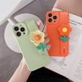 thumbnail image 7 of Compatible with iPhone 13 Pro Max Wrist Strap Case Kickstand Holder Hand Strap Flowers Lens Camera Protection Cute Fashion Soft TPU Shockproof Protective Cover for Girls and Women, 7 of 7