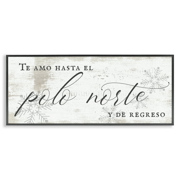 Stupell Industries Te Amo Hasta el Polo Norte Holiday Painting Black Framed Art Print Wall Art, 24 x 10