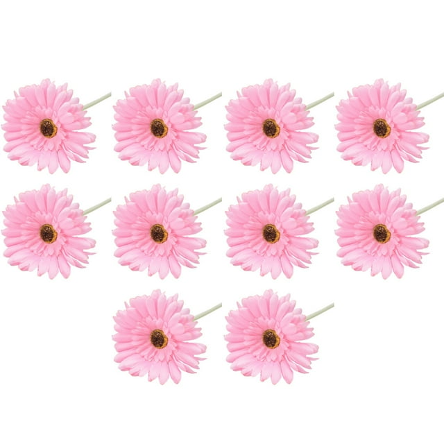 Bearachild 10 Uds. De Gerbera Artificial para interiores de Hotel de oficina, ramo de un solo tallo, simulación realista, flores falsas, Decoración Rosa