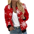 thumbnail image 2 of Chaqueta informal de manga larga sin capucha y con capucha para mujer, moderna, con estampado navideño, con cremallera y bolsillo, de poliéster., 2 of 5