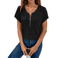thumbnail image 3 of Blusas de Talla Grande para Mujer, Túnicas de Corta con Cremallera 1/4, Color Negro S, 3 of 6