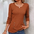 thumbnail image 7 of mihongmao Fashion Deals Clearance Fall Clothes for Women Fashion Clearance Women's Solid Color Knitted Round Neck Pullover Long Sleeved Top,Deals Brown L, 7 of 7