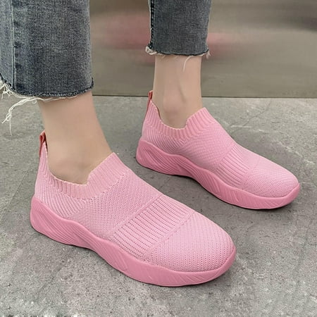 

DAETIROS Womens Shoes Clearance Flyweaving Casual Single shoes Solid color Solid color Womens Shoes Hot Pink Size 4.5