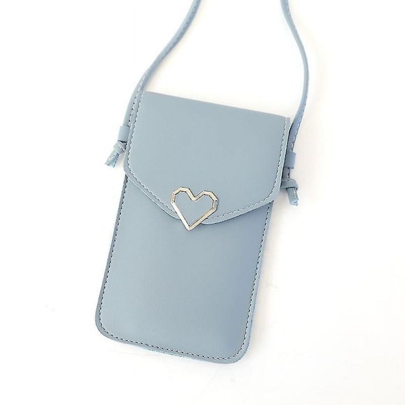 Stylish Crossbody Phone Bag With Shoulder Strap - Touch Screen - Lightweight Vegan Leather - Fits Most Smartphones, Blue