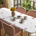 thumbnail image 3 of Valentine's Day Table Cloths for 8 Foot Rectangle Tables, Red Love Heart Romantic Watercolor Patio Waterproof Elastic Fitted Tablecloths, Washable Rectangular Table Cover for Camping, 3 of 8