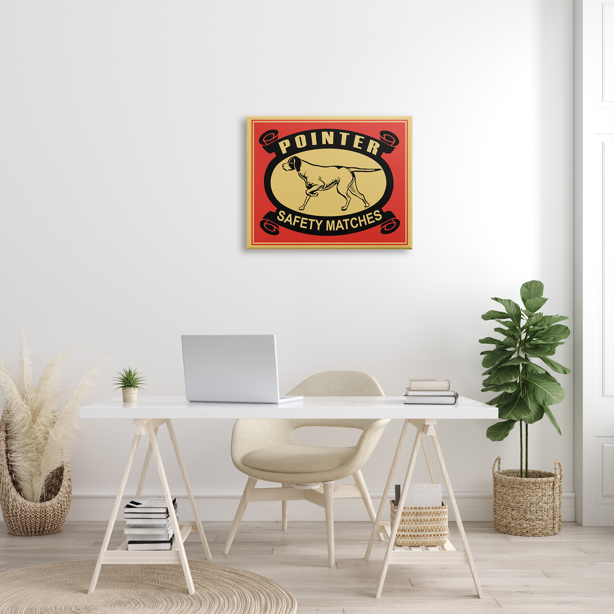 Stupell Industries Pointer Dog Safety Matches Vintage Advertisement Red Yellow, 24 x 30, Designed by Mark Rogan