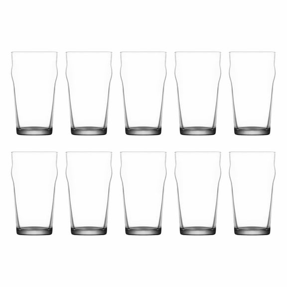 10 ARC Nonic Beer Glasses Set, 19 oz. - Clear, Pub, USA made - Black