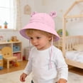 thumbnail image 6 of HAOTAGS Baby Bucket Hat, Cotton Sun Hat for Toddler Girls Fisherman Cap with Bowknot Adjustable Chin Strap Breathable Summer UV Protection Pink Size 2T, 6 of 9
