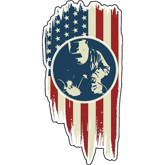 WickedGoodz American Flag Welding Decal - Welder Bumper Sticker - for Laptops Tumblers Windows Cars Trucks Walls