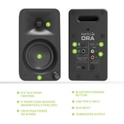 Kanto ORAMB Powered Reference Bluetooth Desktop Speakers - Black Pair with Kanto S2 Angled Desktop Speaker Stands for Small Speakers - Black Pair (2023)