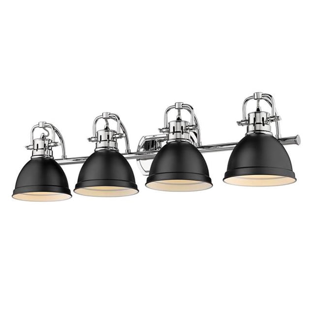 Duncan CH 4 Light Bath Vanity, Chrome with Matte Black Shades