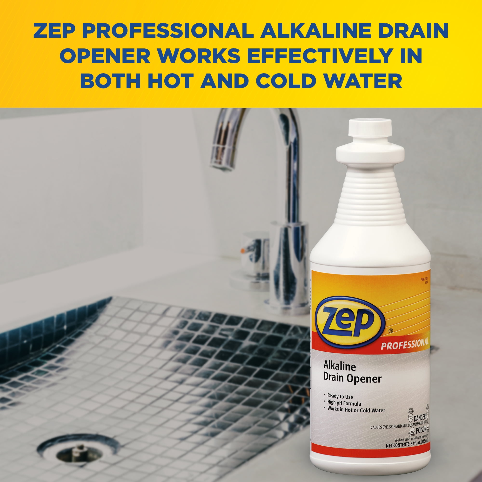 Zep Professional Alkaline Drain Opener - 32 oz (Case of 12