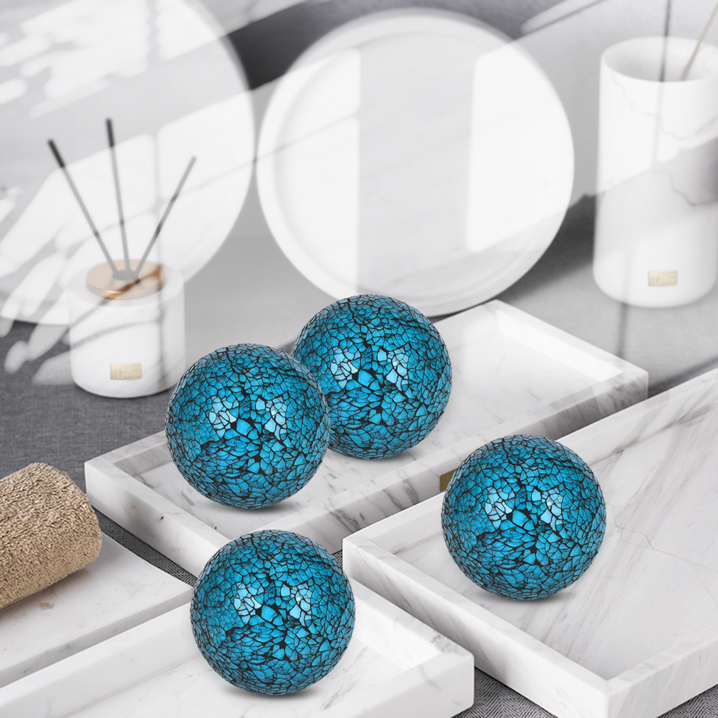 Kesywale 6-Pack Decorative Glass Balls - 2.4 Inch Mosaic Sphere Orbs For Centerpieces, Bowl & Vase Fillers, Wedding & Table Decor