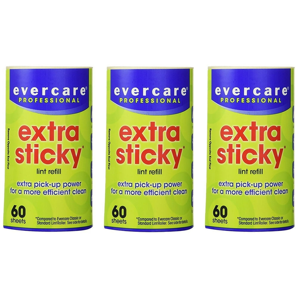 Evercare Lint Roller Refill 60 Sheets Extra Sticky Pet Hair Dandruff