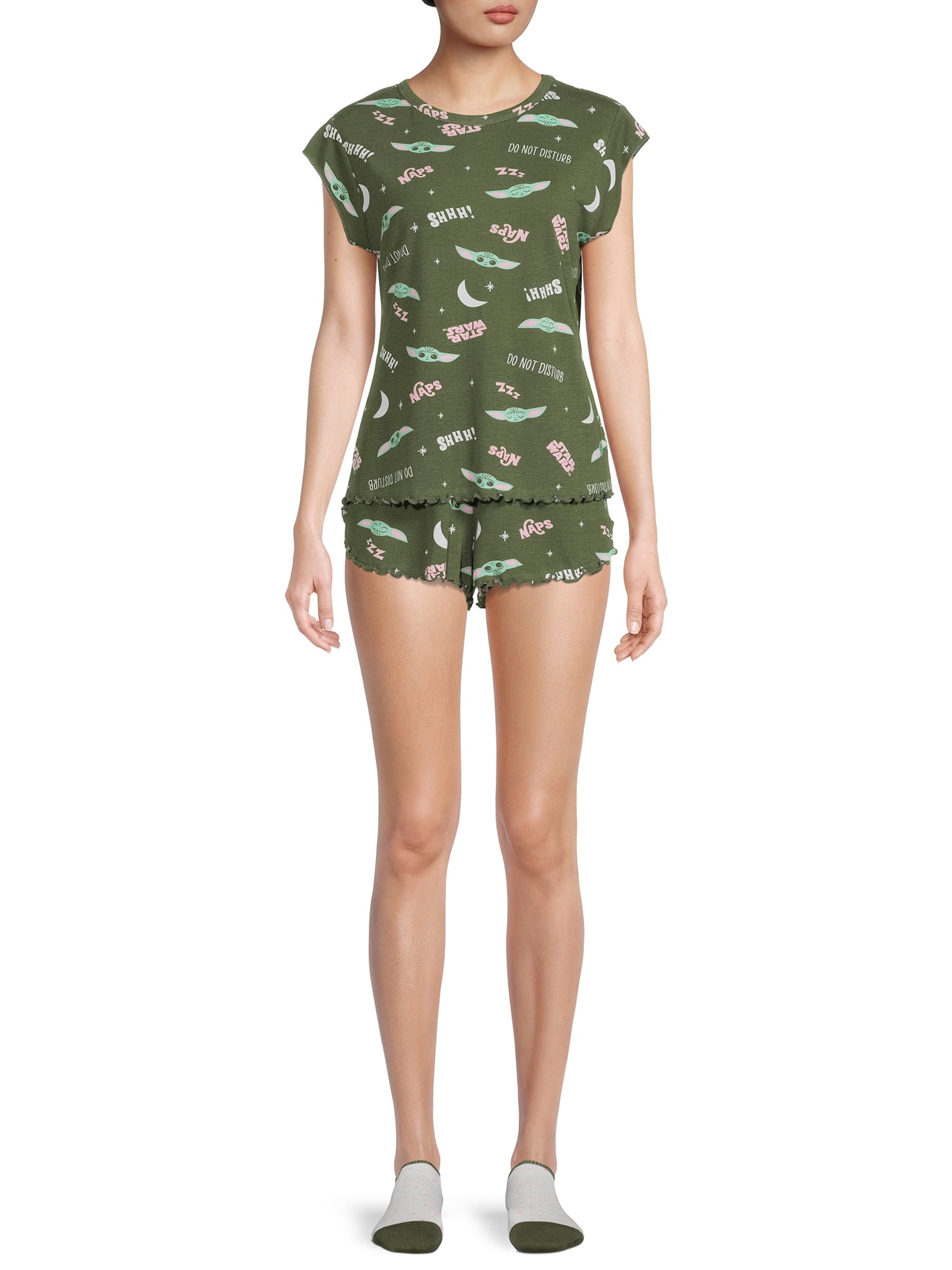 Lucas Film Women's and Women's Plus Star Wars The Child Top and Shorts Pajama Set, 3-Piece