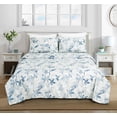 thumbnail image 3 of Chezmoi Collection Monica 4-Piece Tropical Floral Bed Sheet Set, Blue Gray White Textured Floral Printed Microfiber 14-Inches Deep Pocket Sheets & Pillowcases Set, King, 3 of 9