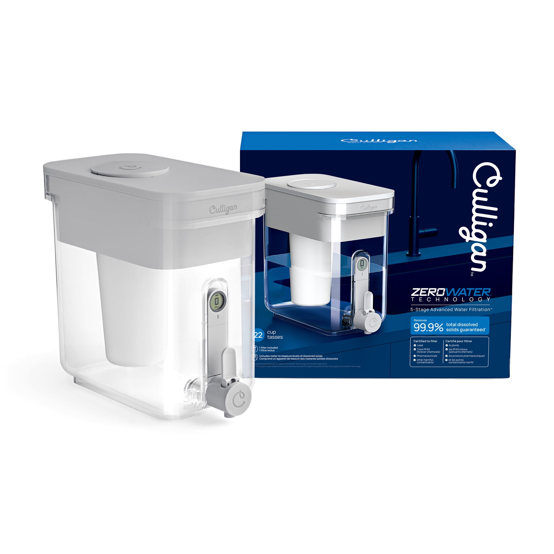 Culligan with ZeroWater Technology 22 Cup Water Dispenser with 5-Stage Advanced Water Filter