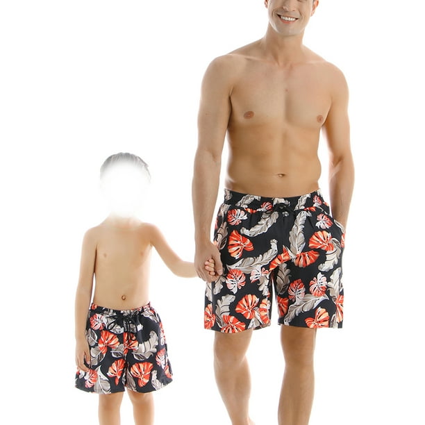 Father and Son Matching Swim Trunks Swimsuits Print Swim Trunks