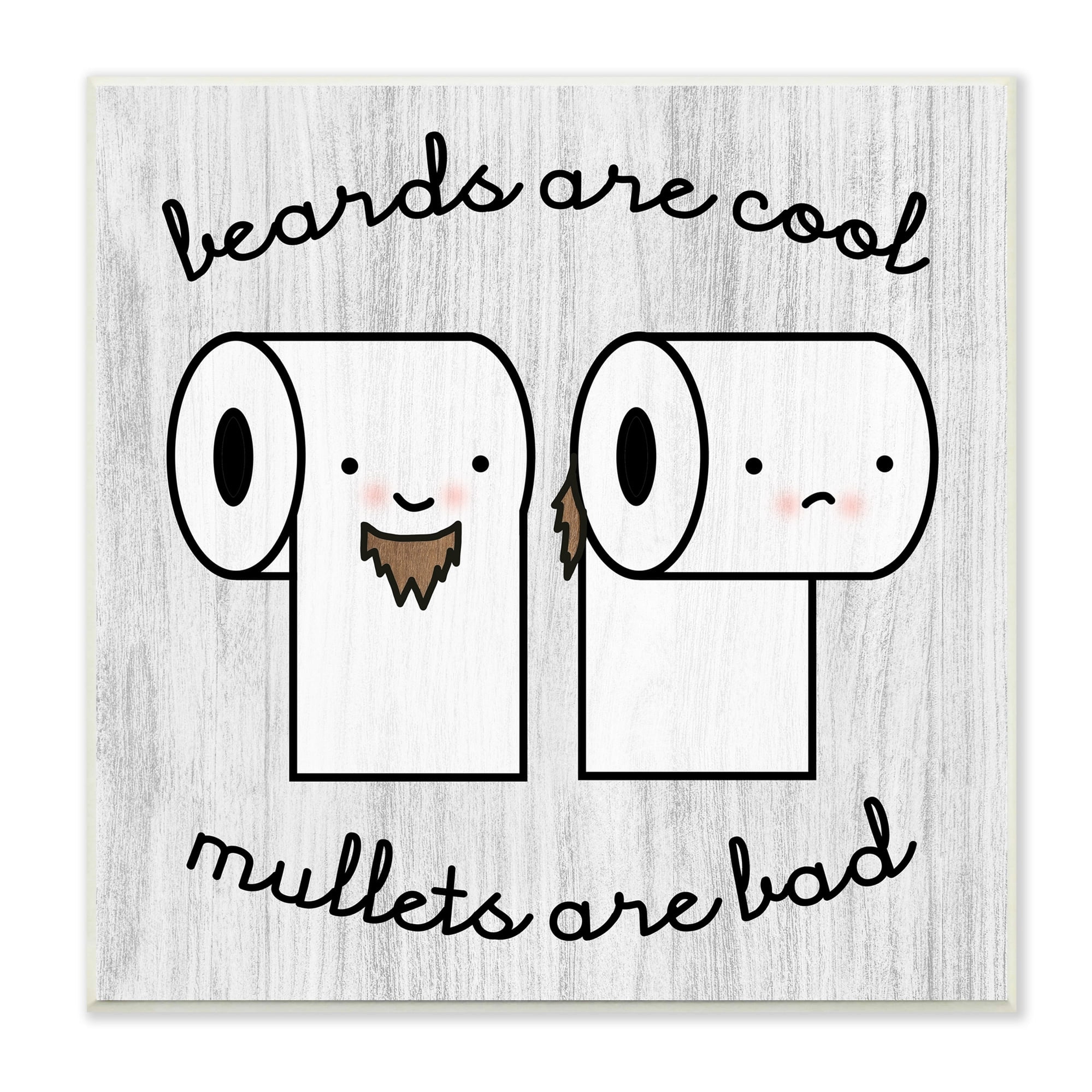 Stupell Industries Beards Vs. Mullets Toilet Paper Bathroom Humor Expression Graphic Art Unframed Art Print Wall Art, Design by Daphne Polselli