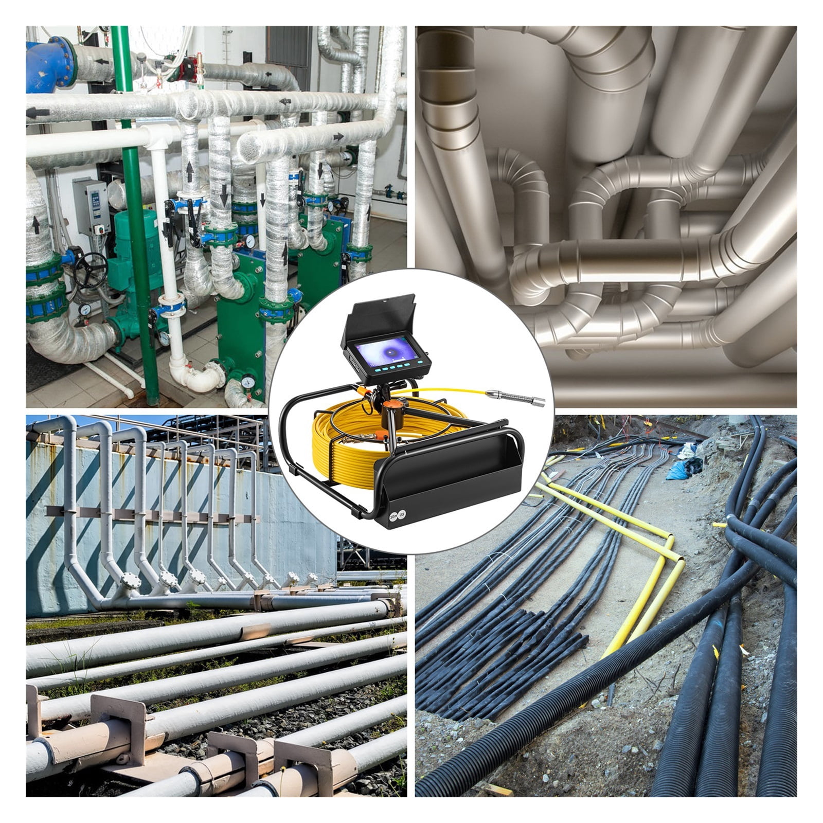 Pipe Inspection Camera DVR 16GB Micro SD Card 4.3in Monitor 10/20/30M Industrial Home Sewer Drain Endoscope IP68 8500mHA for Measurement