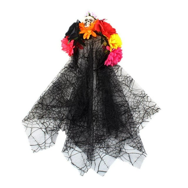 Moyic Rose Flower Headband Velo Hairband Festival Accesorios de disfraces Halloween Carnival Cosplay Haunted House Props Kits de decoración para fiestas