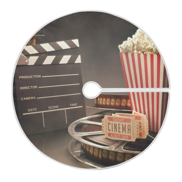 Faldón de árbol de Navidad ATTX para cine, palomitas, 120 cm