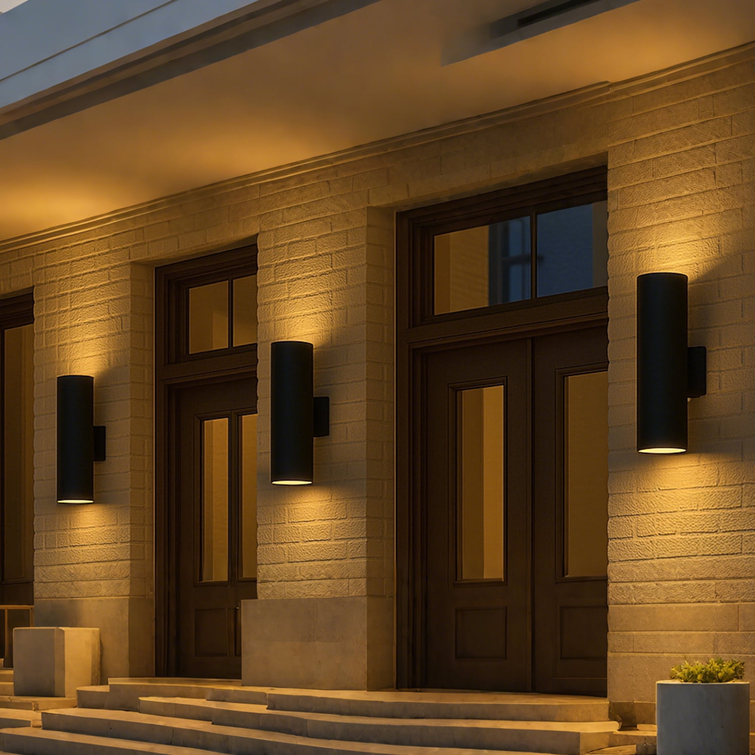 4 Pack Up and Down Wall Sconce, 2-Light Porch Fixture, 17.72" Waterproof Outdoor Wall Light, Aluminum, E26 Base, Exterior Wall Mount