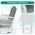 thumbnail image 3 of VIVIJASON 3-Piece Outdoor Conversation Bistro Set, Patio Swivel Glider Rocking Chairs Rattan Furniture Sets w/ 2 White Rattan Chairs, Glass Top Side Table for Porch Backyard, Grey Cushions, 3 of 8