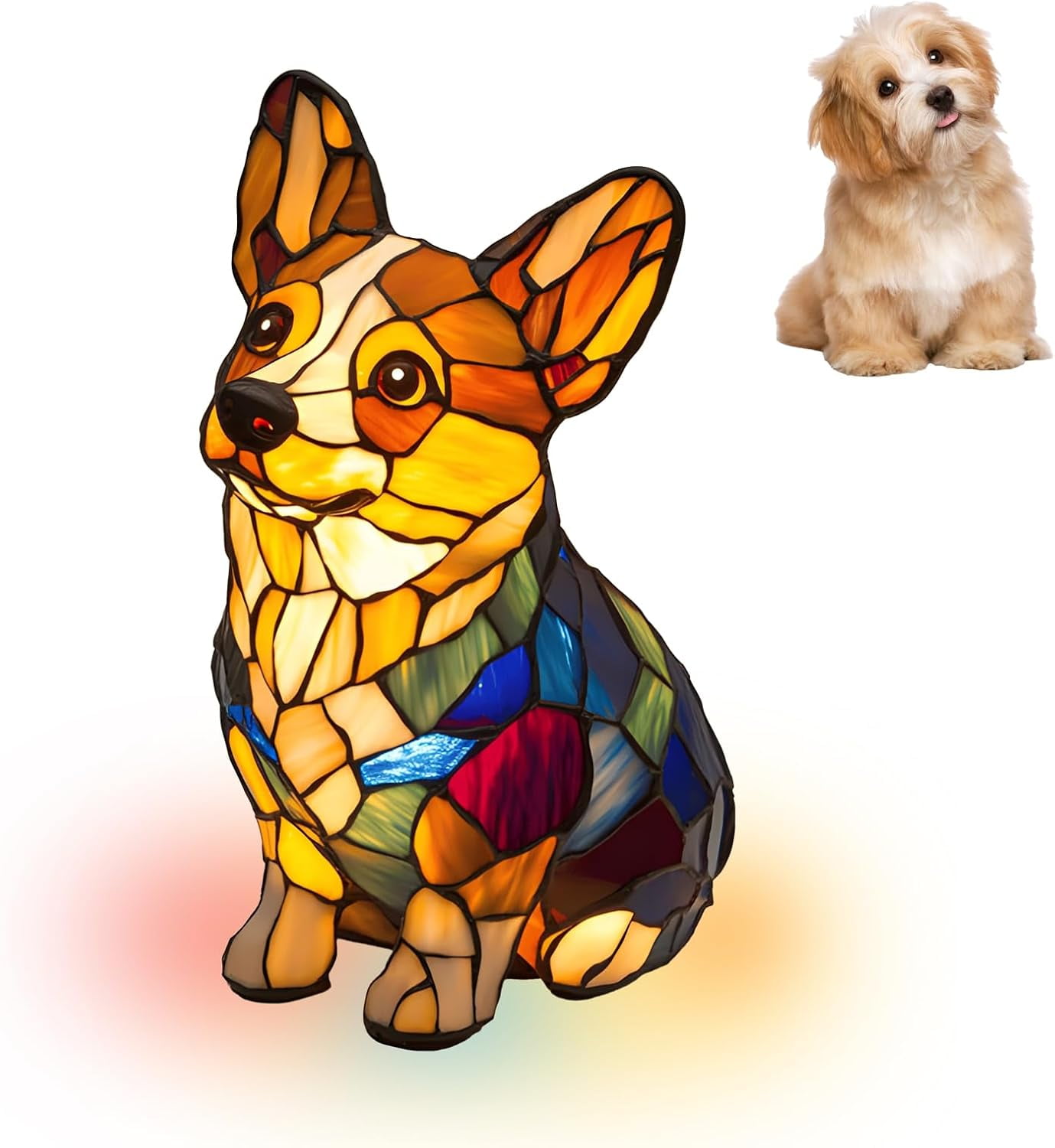 KUKIDSVO Corgi Night Light, Dog Series Art Night Light, 6.7 inch Small Cute Pet Dog Theme LED Table Lamp for Pets Lovers, Kids