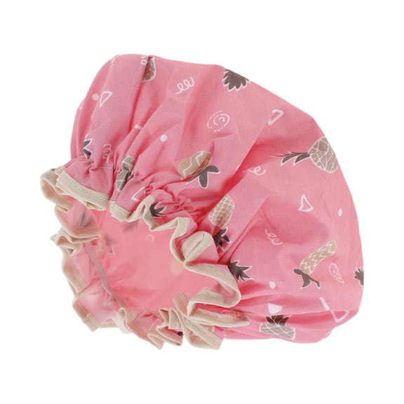 Unique Bargains Women's Pineapple Bath Cap 1 Pc Pink