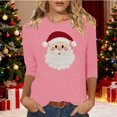 thumbnail image 1 of Ailaofu Hauts pour Femmes à Manches 3/4 Décontractés Coupe Ample Col Rond T-Shirts Mignons Tunique Unie Trois Quarts, 1 of 4