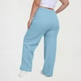 thumbnail image 3 of Women's Plus Size Sweatpants Solid Color Drawstring High Waisted Straight Tube Baggy Casual Sweatpants With Pockets (2XL, Light Blue), 3 of 4