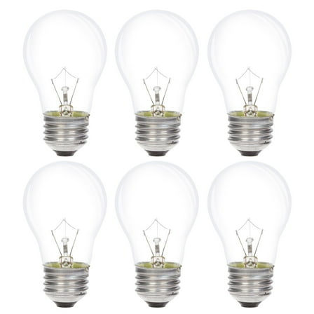 Simba Lighting Incandescent Appliance Light Bulb A15 25W E26 Medium Base, 120V 2700K, 6-Pack