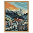 thumbnail image 1 of Cityscape Under Rocky Mountain Range Modern Art Print Framed Poster Wall Decor 12x16 inch, 1 of 5