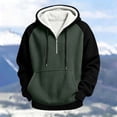 thumbnail image 4 of FchengtaiS Mens Waffle Knit Textured Hoodies Sherpa Lined Raglan Sleeve Sweatshirts Colorblock Pullover Tops for Fall Winter, 4 of 8