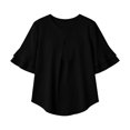 thumbnail image 4 of CAIVO Women Blouses Dressy Casual Summer Loose Fit Ruffle Cap Sleeve Tunic Shirts Short Sleeve O-Neck Solid Color Trendy Tops, 4 of 4