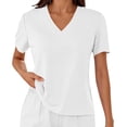 thumbnail image 6 of 2 Piece Outfits for Women Short Sleeve V Neck T-Shirt Tops Loose Match Shorts Sets Summer Sweatsuits Loungewear, 6 of 6