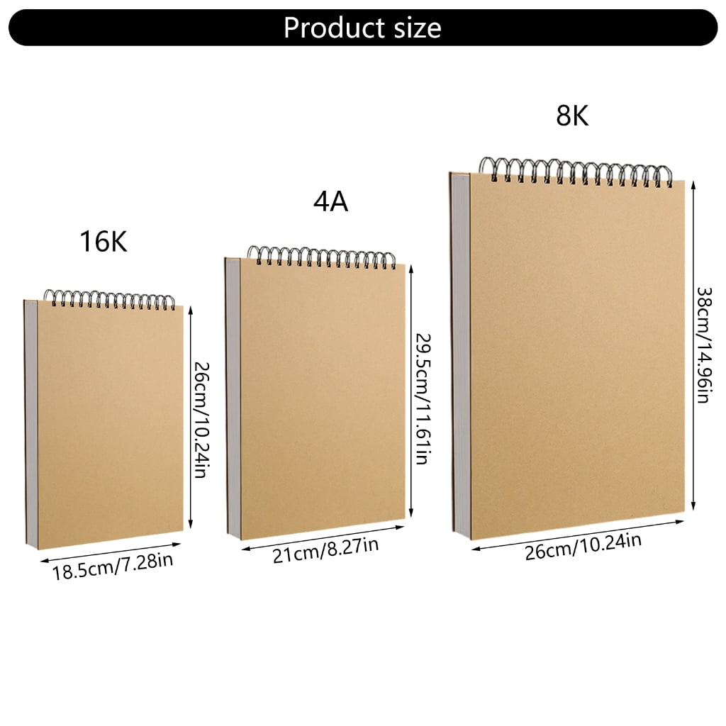 16K/A4/8K Professional Sketch Pad 60 Sheets Removable Kraft Cover Art Notebook